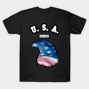 🦅 USA, 1776, Eagle Head Flag, American Patriotic T-Shirt